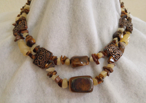 SEMI-PRECIOUS STONE NECKLACE WITH TIGER'S EYE