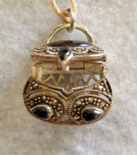 STERLING SILVER, ONYX AND MARCASITE PENDANT